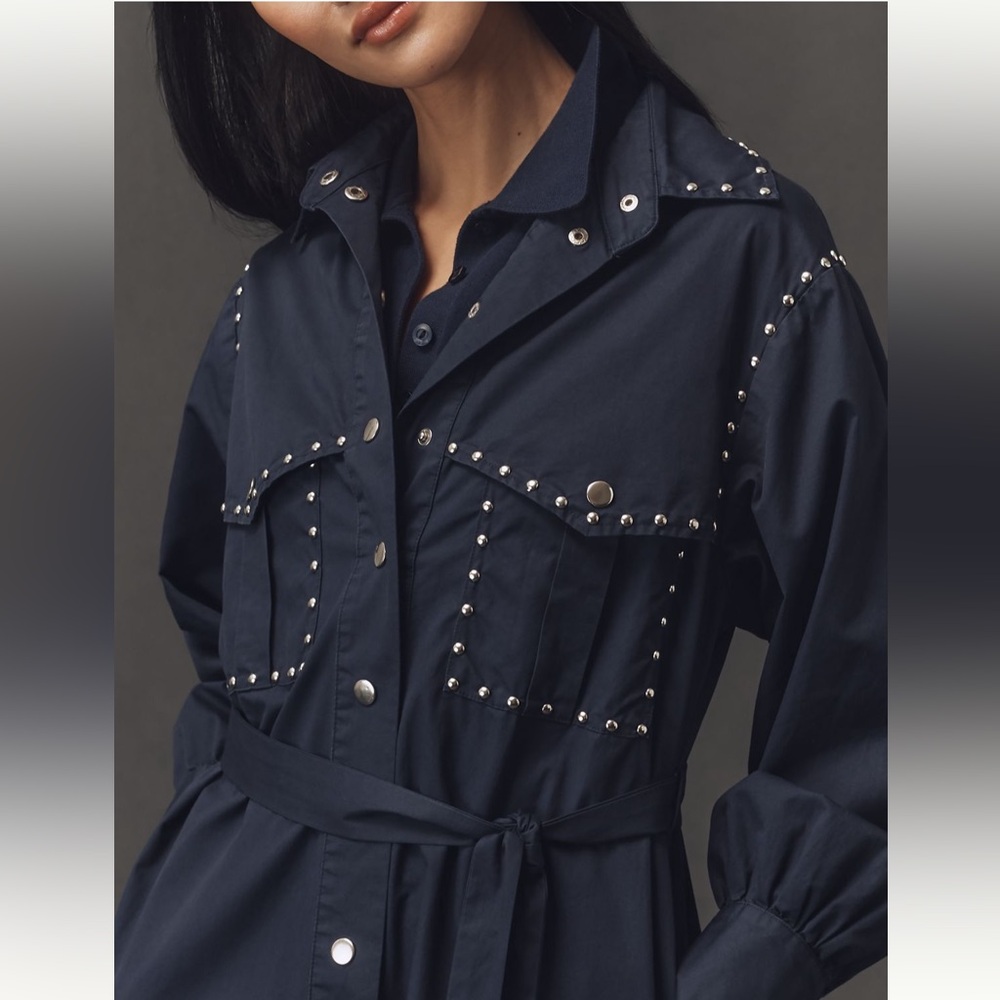 Kinney The Label Ashley Studded
Denim Maxi Shirt Dress